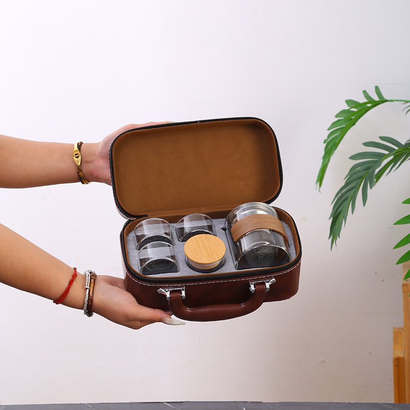 Little Brown Bag Travel Tea Set - Clear Glass view 3