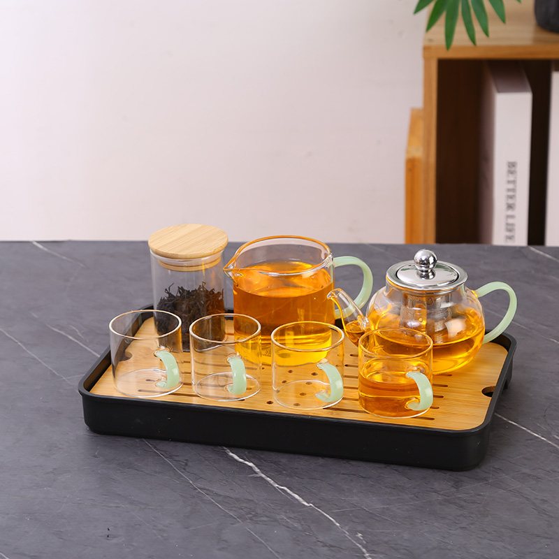 No.2 Leather Case Rounded Seven-Piece Tea Set