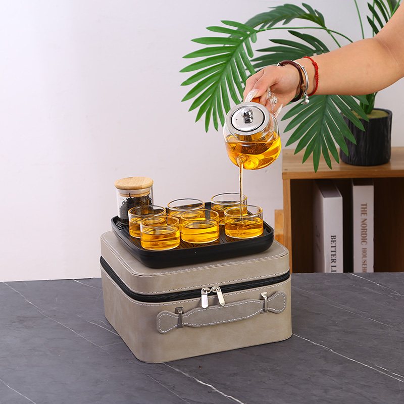 Tianxiang Eight-Piece Leather Case Tea Set