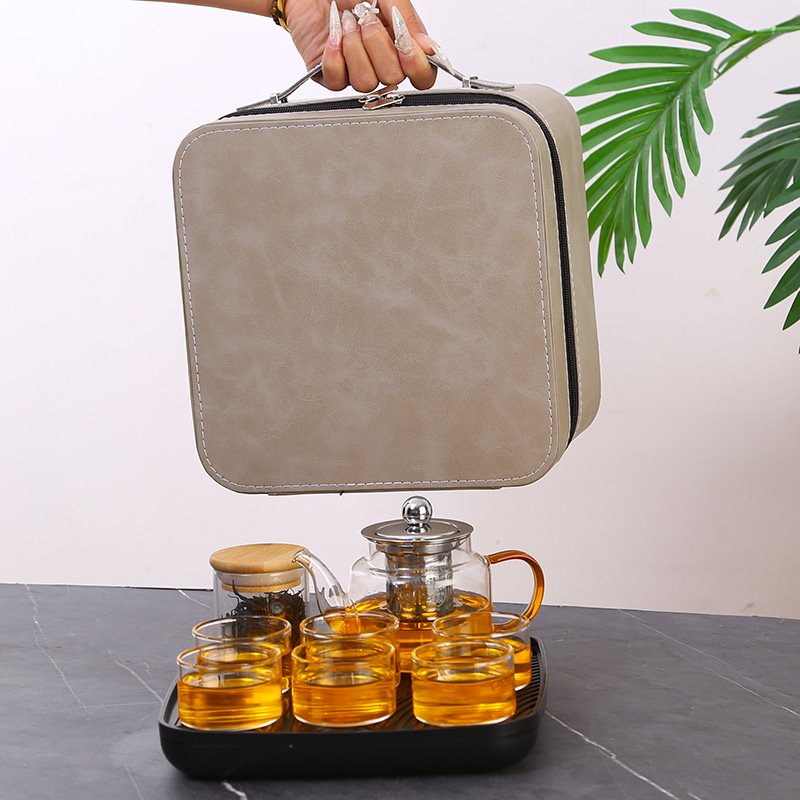 Tianxiang Eight-Piece Leather Case Tea Set view 2