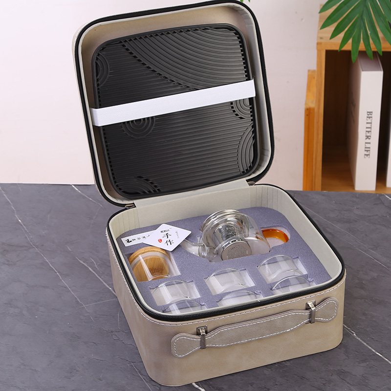 Tianxiang Eight-Piece Leather Case Tea Set view 3