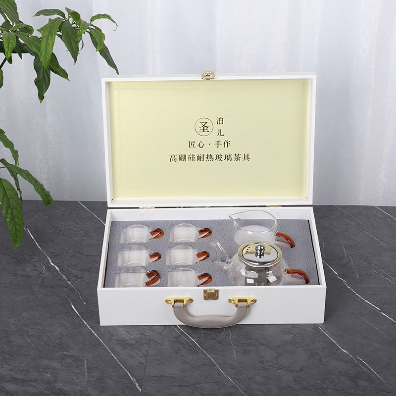 Wooden Case Eight-Piece Tea Set - Ivory view 2