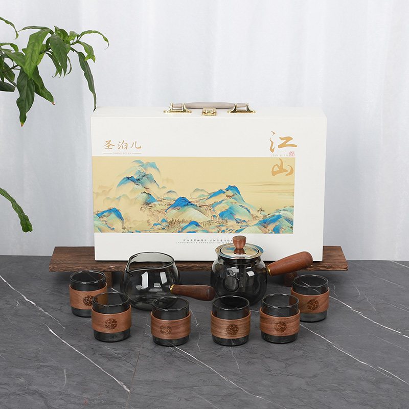 Wooden Case Glass Side-Handle Kyusu Set view 2