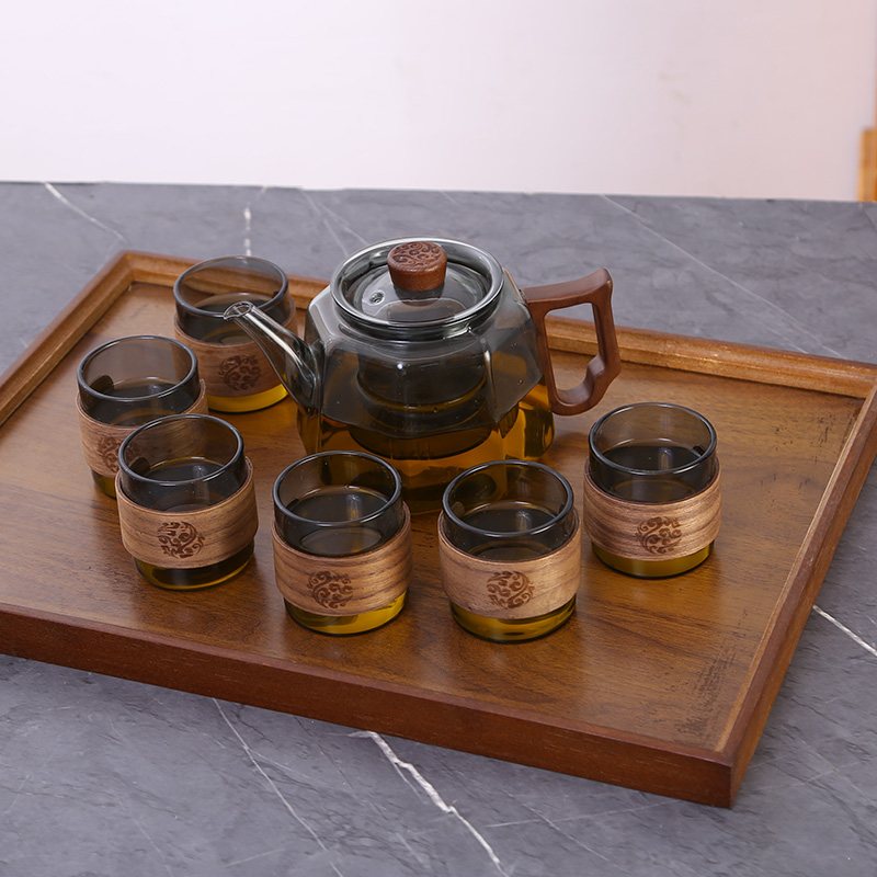 Wooden Case Linglong Eight-Treasure Teapot Set