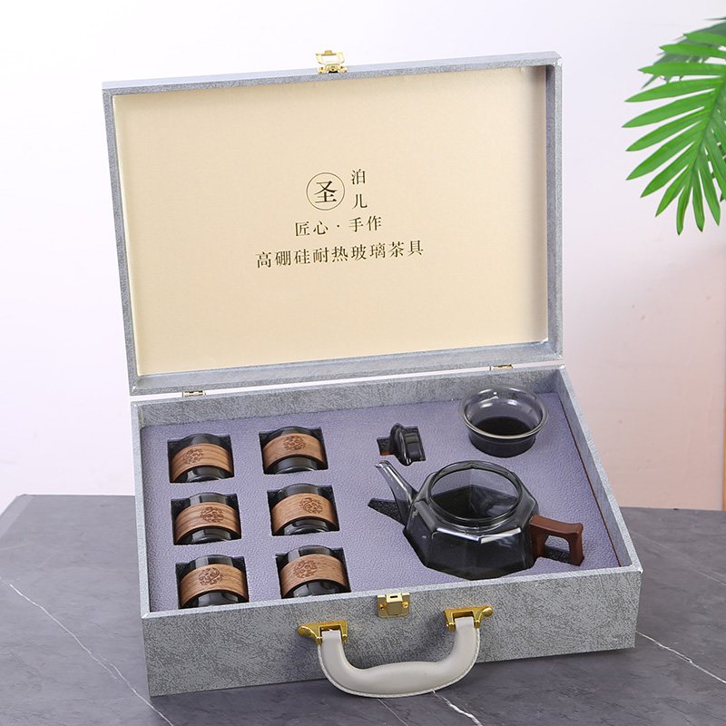 Wooden Case Linglong Eight-Treasure Teapot Set view 2
