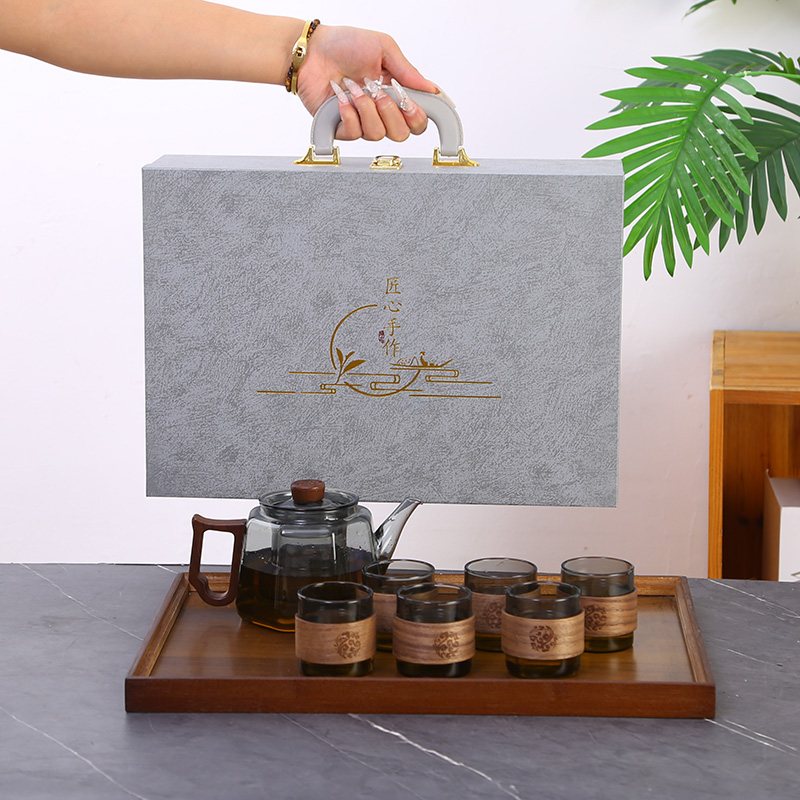 Wooden Case Linglong Eight-Treasure Teapot Set view 3