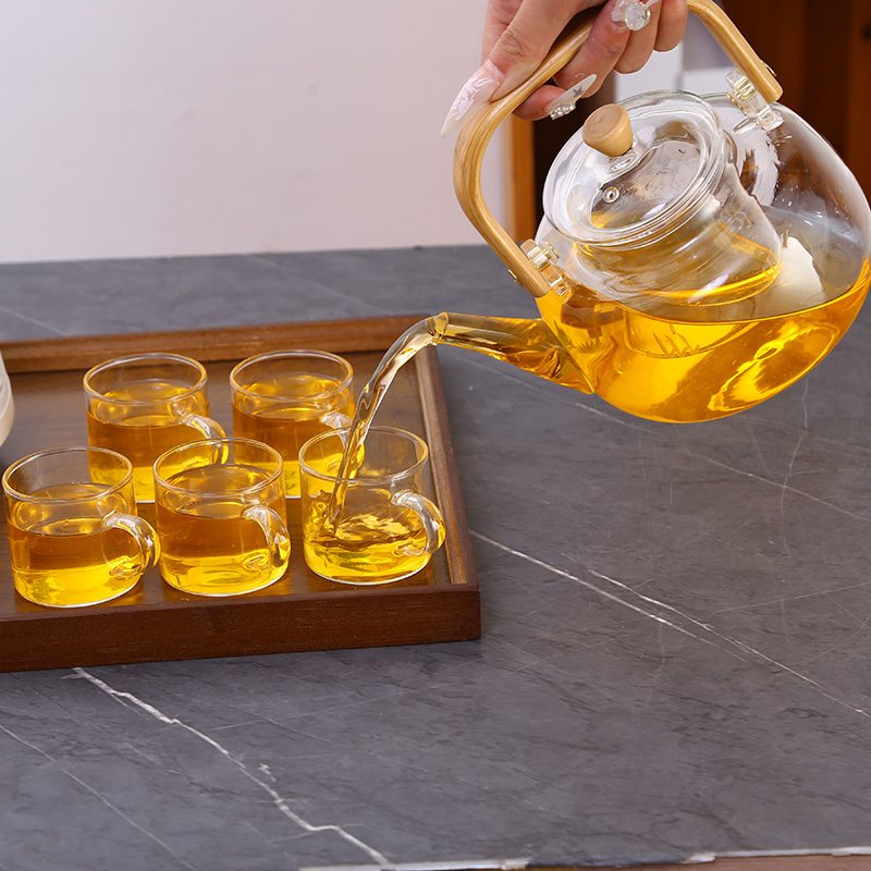 Wooden Case Electric Tea Maker Set - Square-Handle Kettle view 2