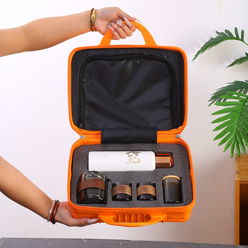 Suitcase Vacuum Bottle Tea Set - Smoky Black