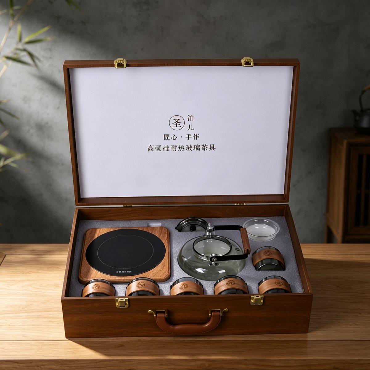 Premium Tea Gift No.2 - Wooden Case Electric Maker Set view 2