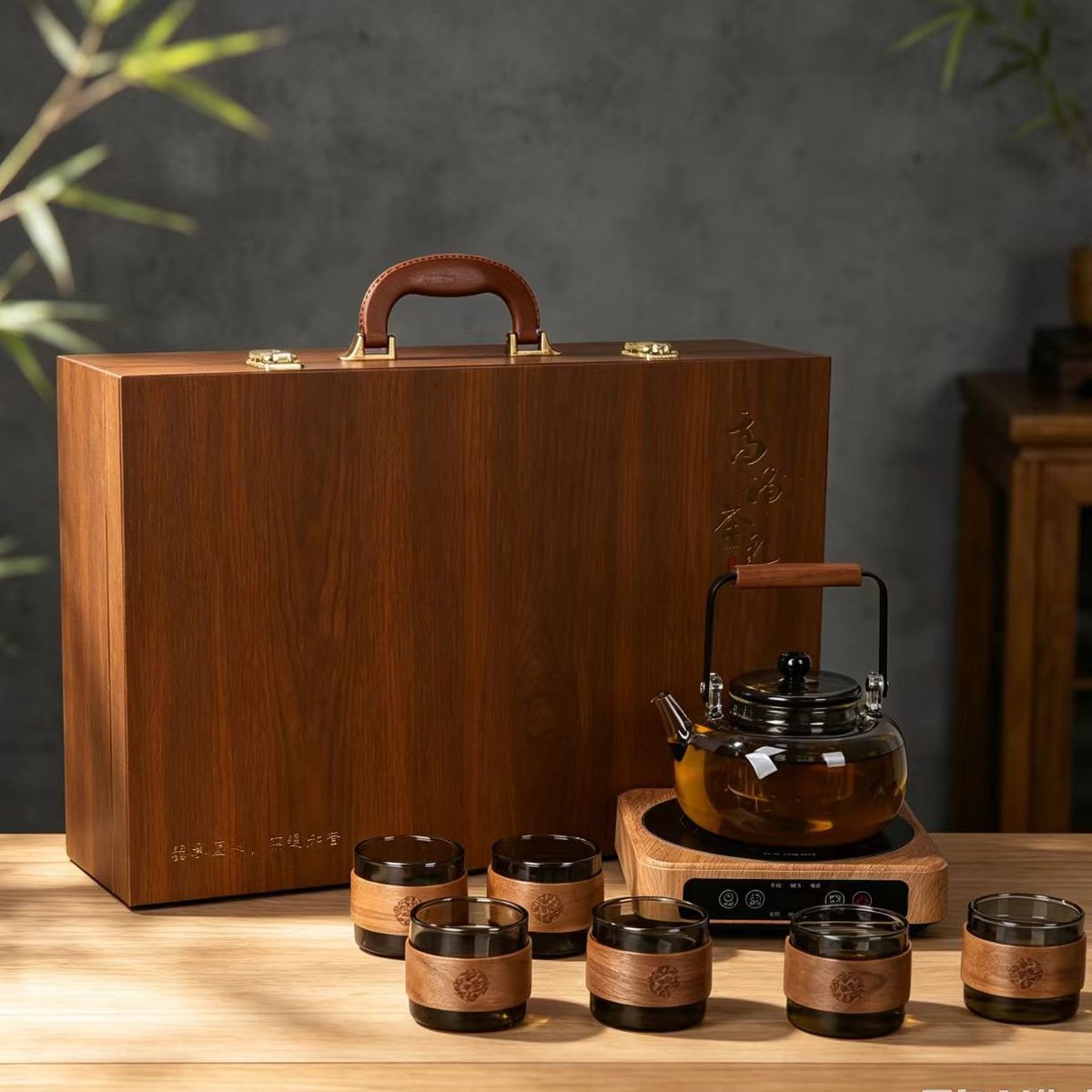 Premium Tea Gift No.2 - Wooden Case Electric Maker Set view 3